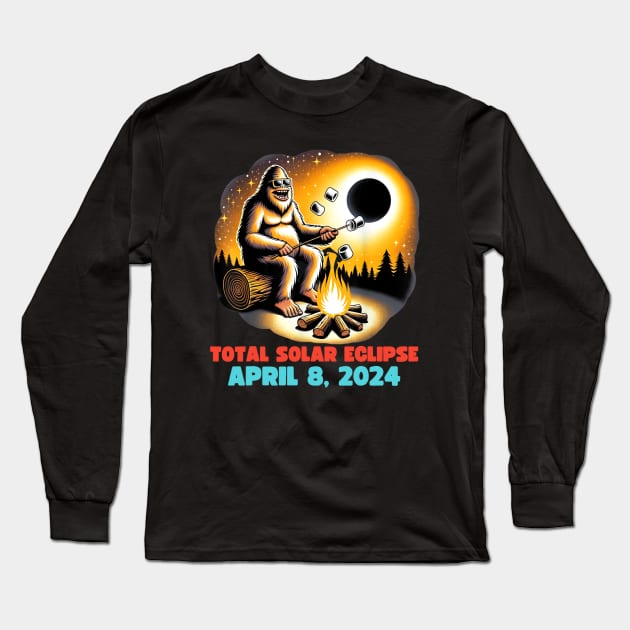 Solar Eclipse 2024 Bigfoot, April 8 2024, Funny Eclipse Event 2024 Long Sleeve T-Shirt by artbyhintze